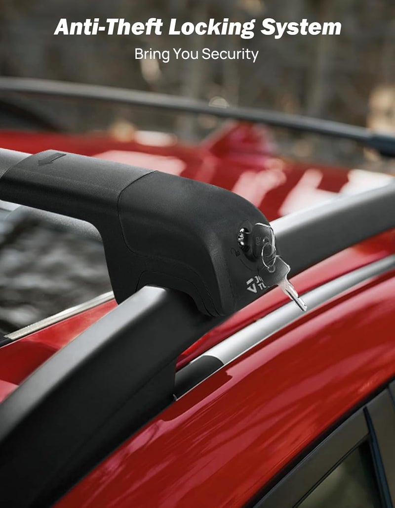 JOYTUTUS Lockable Car Roof Rack Compatible with Subaru Crosstrek 2024 with Factory Raised Side Rails (Not Fit Wilderness), 220LB Aluminum Crossbars for Roof Racks Suitcases Kayaks Canoes Bikes Skis - Image 3